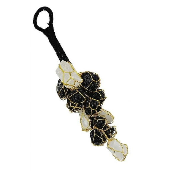 Black Tourmaline Stone and Selenite Crystals Door Hanging Nazar Battu for Home Entrance