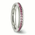 thumbnail image 4 of Stainless Steel 4mm July Dark Pink Cubic Zirconia Cz Ring Birthstone, 4 of 10