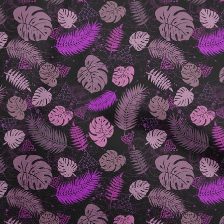 oneOone Cotton Jersey Fuschia Pink Fabric Tropical Leaf Craft Projects Decor Fabric Printed By The Yard 58 Inch Wide