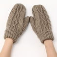 thumbnail image 5 of Women's Diamond Pattern Knit Mittens, Plush Lined Thermal Winter Gloves, Embossed Cable Knit Mittens, Thickened Cold Weather Gloves, All-Weather Protection Mittens Khaki, 5 of 6