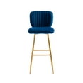 thumbnail image 4 of Modern Velvet Bar Stools, Accent Upholstered Chairs, Low Back Barstool, Pub Height Home Bar Dining Chairs, Counter Stools Tufted Back Kitchen Island Chairs with Gold Legs and Footrest, Navy, 4 of 7