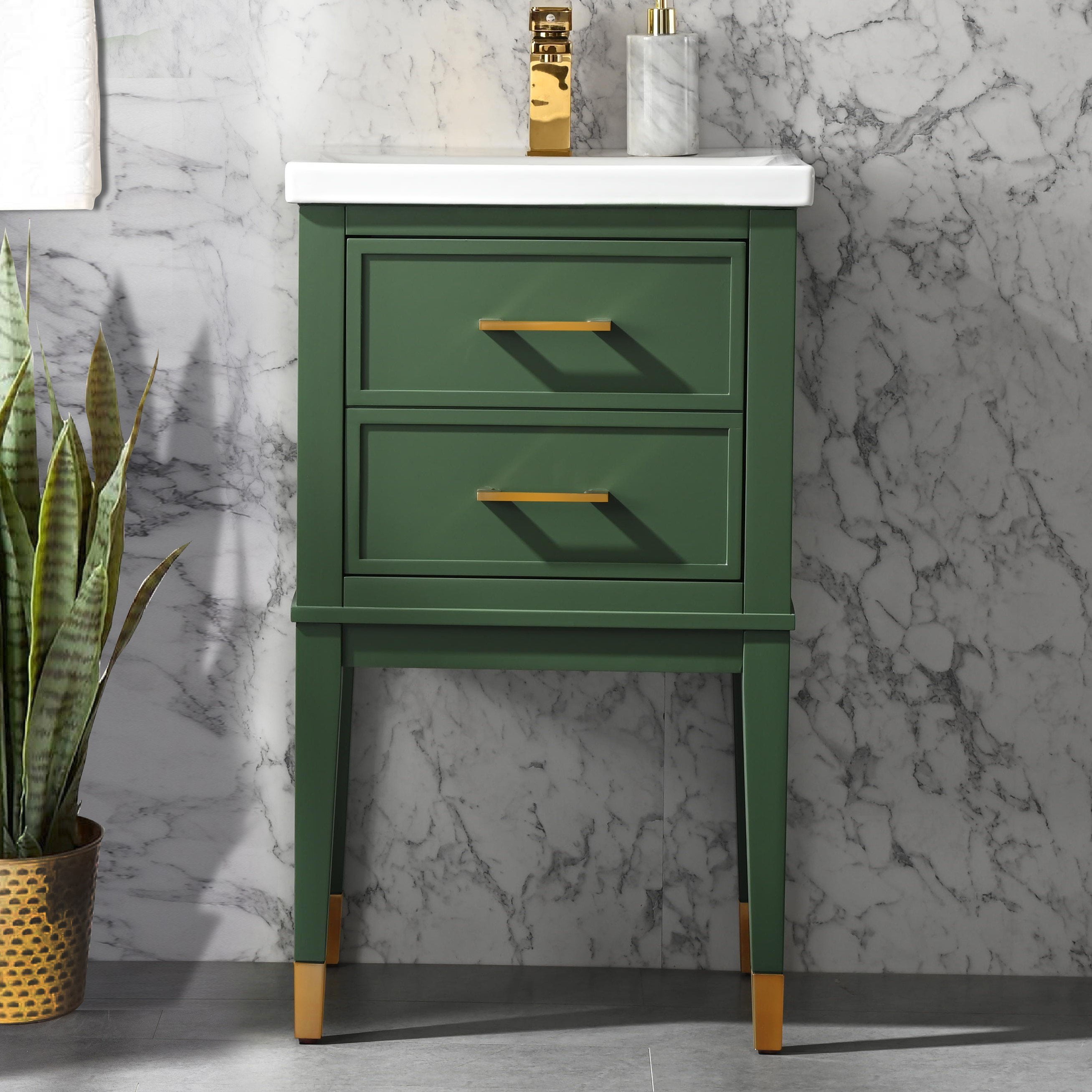 Claray 20" Single Bathroom Vanity with Porcelain Top Green Walmart