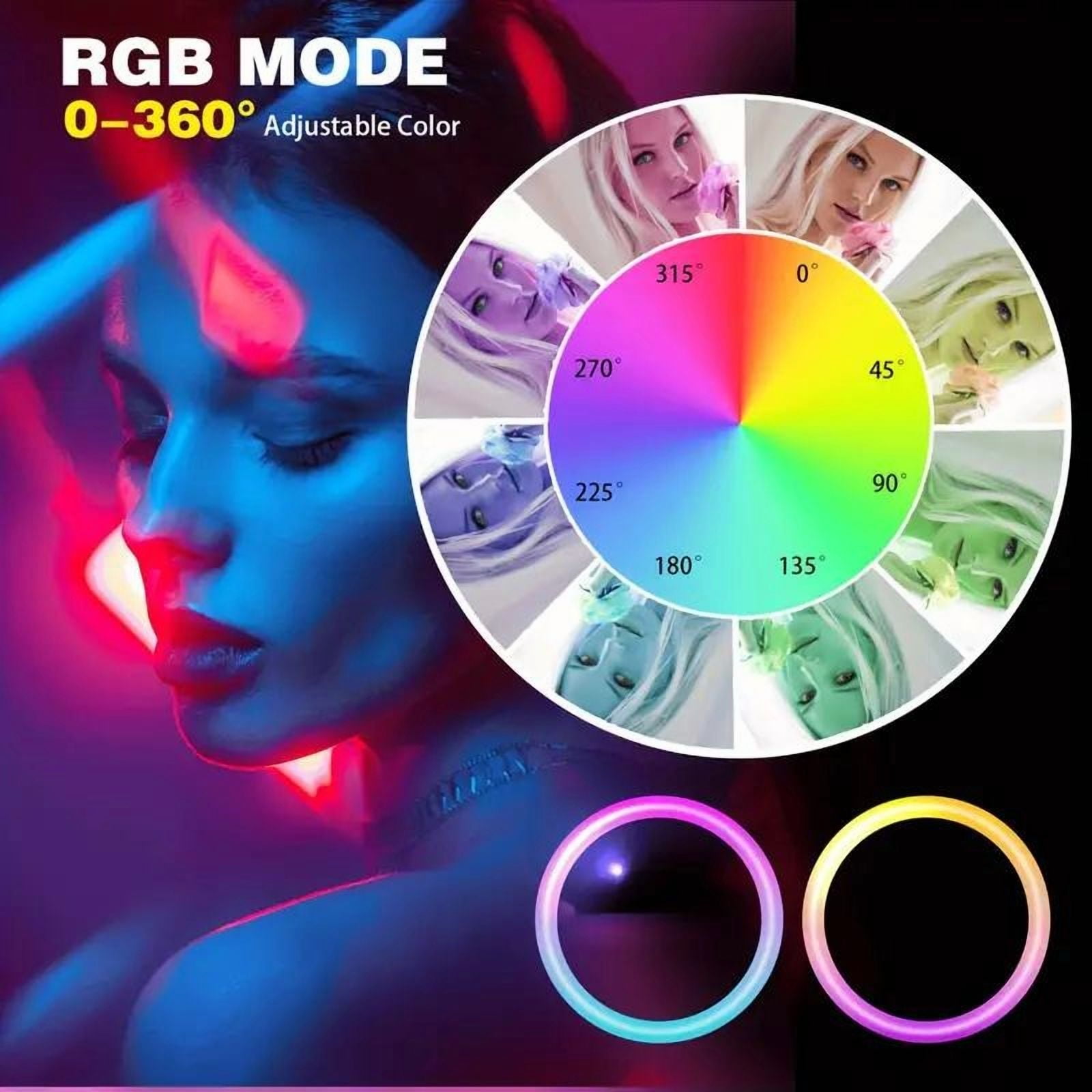 12" LED Ring Light with 63" Telescoping Tripod Stand - 9 Color Modes & 3-in-1 Dimmable Lighting for Makeup/TikTok/YouTube