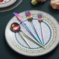 thumbnail image 4 of Just Houseware Matte Rainbow Silverware, Satin Finish, Stainless Steel Flatware Cutlery Set of 20 Pieces (4 Dinner Knives, 4 Dinner Forks, 4 Dinner Spoons, 4 Teaspoons, 4 Salad Forks), 4 of 7