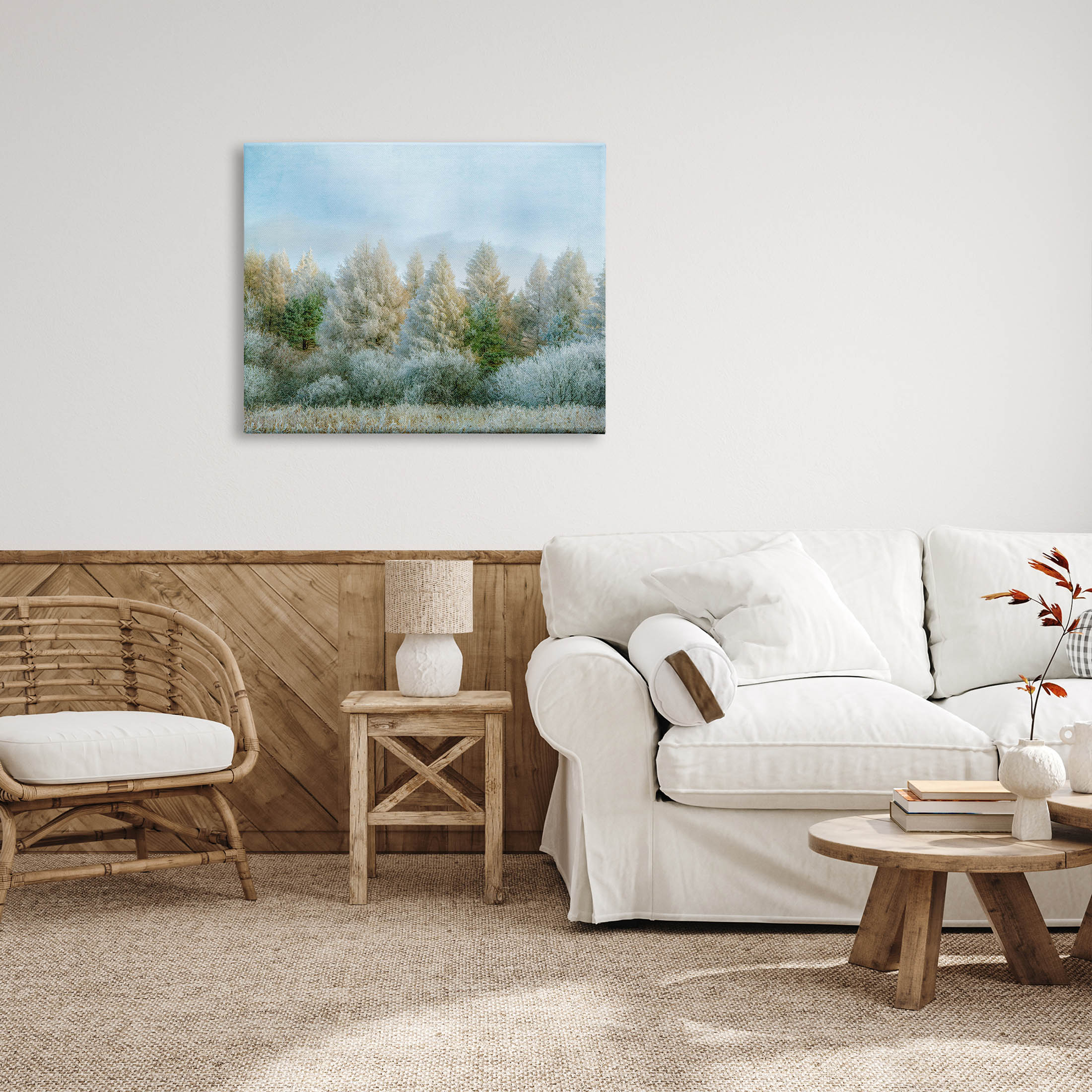 Woodland Grove Forest Trees Landscape Photograph Gallery Wrapped Canvas Print Wall Art