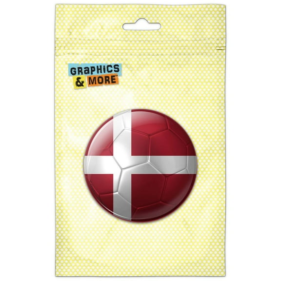 Denmark Flag Soccer Ball Futbol Football Pinback Button Pin Badge