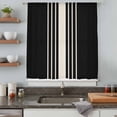 thumbnail image 5 of Black Beige Striped Sheer Curtains 45 Inches Long, Modern Farmhouse Retro Lines Light Filering Curtains, Breathable Simi Curtain Privacy Drapes for Kitchen Bathroom Lightweight Small Window Treatment, 5 of 9