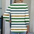 thumbnail image 5 of Ltctricy T Shirts for Women Ruffle 3/4 Length Sleeve Crew Neck Quarter Button Striped Tunic Tops Casual Loose Tee Blouses(Army Green,XX-Large), 5 of 7