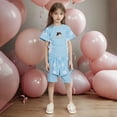 thumbnail image 2 of Tfken Swimsuit For Girls Children 2 Piece Cartoon Print Comfortable Swimwear Short Sleeve Beach Sky Blue Bathing Suits Size 10-11 Years, 2 of 4