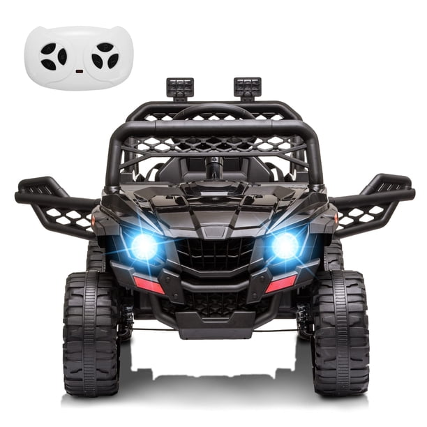 Camión eléctrico para niños 12V con control remoto parental, SUV con suspensión de resorte, luces LED, puerto AUX, reproductor MP3