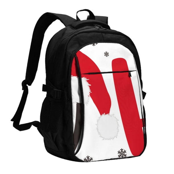 Balery HOHOHO Christmas Mochila con carga USB para hombre y mujer - Mochila impermeable y antirrobo para portátil con puerto USB para viajes, trabajo, estudios y universidad