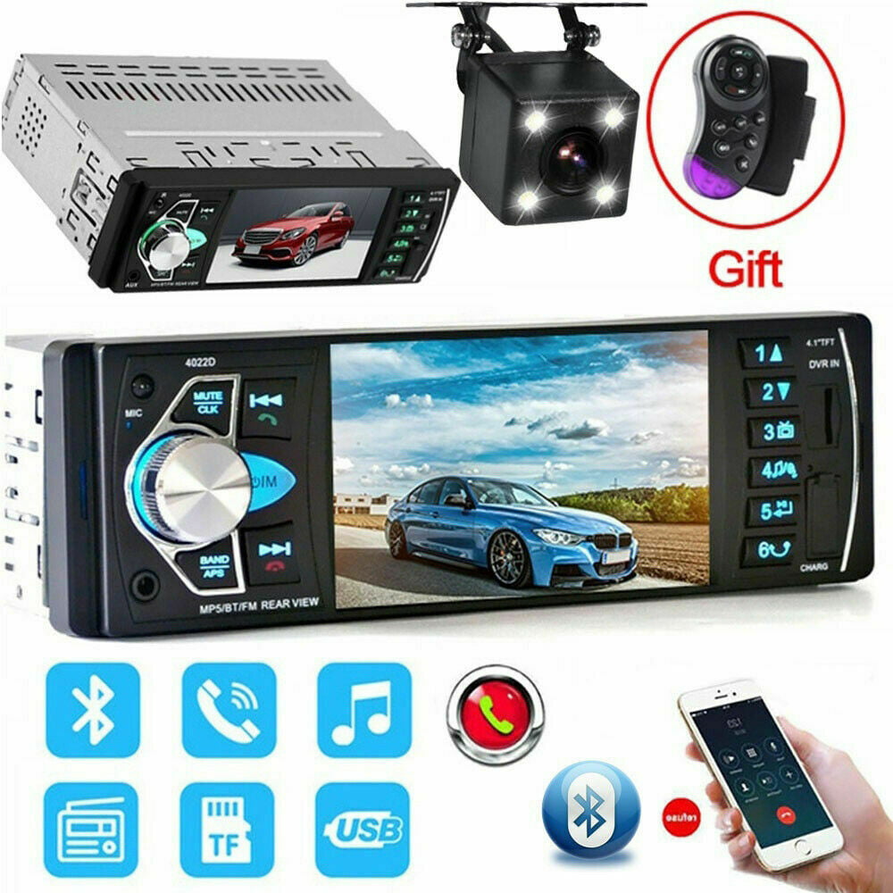 4.1'' Single 1DIN Car Stereo MP5 MP3 Player Bluetooth FM Radio USB AUX Camera 