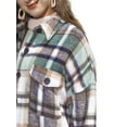 thumbnail image 5 of Seyurigaoka Women Casual Coat with Slit Design, Plaid Printing Button-down Overcoat, 5 of 7