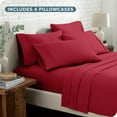 thumbnail image 5 of Bare Home Luxury Bed Sheet Set - Premium 1800 Collection - 6 Piece - California King, Red, 5 of 7