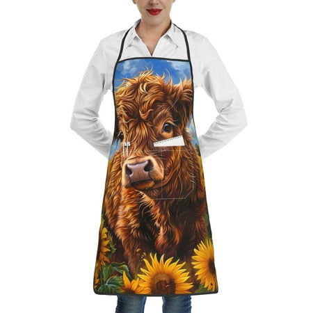 

Matuu Cloud Sky Sunflower Cow for Adjustable Cooking Aprons for Women with Pockets Kitchen Aprons for Men Water and Oil Resistant