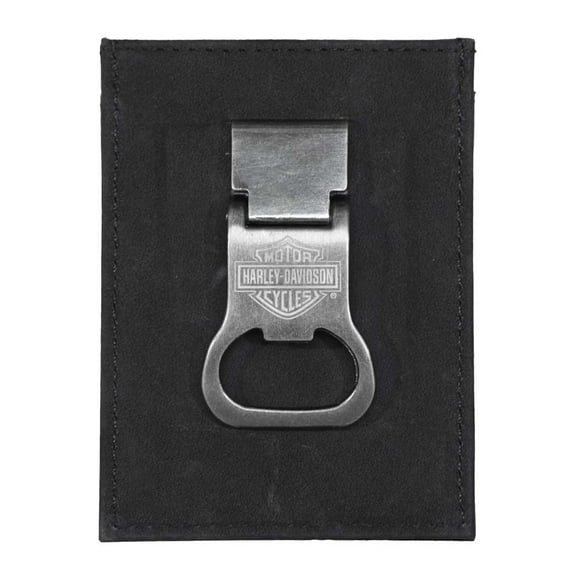 Harley-Davidson Men's B&S Front Pocket Money Clip Leather Wallet - Black, Harley Davidson