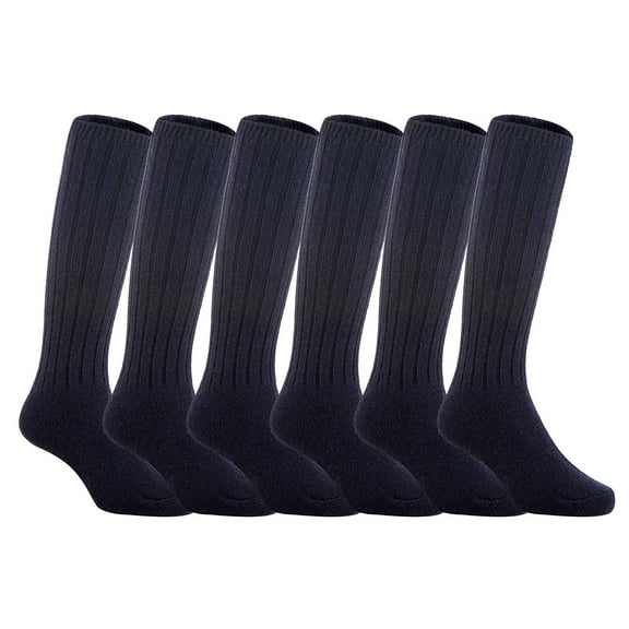 Lian LifeStyle Unisex Children 6 Pairs Fascinating Knee High Wool Boot Socks Resistant and Health Focused MFS02 Size 0-2YNavy