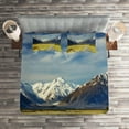 thumbnail image 2 of Ambesonne Scenery Quilted Coverlet 3 Pcs, Snowy Mountains Alps, Queen Size, Navy Blue White Olive, 2 of 2