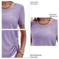 thumbnail image 3 of Camiseta de mujer de manga corta con cuello redondo y cordón lateral holgado, Top informal de verano para mujer, 3 of 6