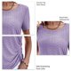 thumbnail image 3 of Camiseta de mujer de manga corta con cuello redondo y cordón lateral holgado, Top informal de verano para mujer, 3 of 6