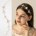 thumbnail image 2 of Bridal Crystal Headband with Freshwater Pearls Flower Design Wedding Hair Accessories (Rose Gold), 2 of 4