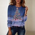 thumbnail image 3 of KICILVS Womens Christmas Tops Glowing Tree Print Long Sleeve Crew Neck T Shirt Casual Holiday Blouse for Christmas Day Outfits, 3 of 8