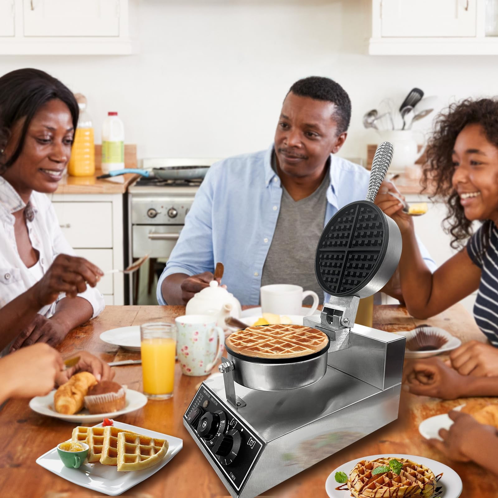 Commercial Waffle Maker Machine, 110V 1200 W Stainless Steel Nonstick Waffle Maker for Home and Restaurant