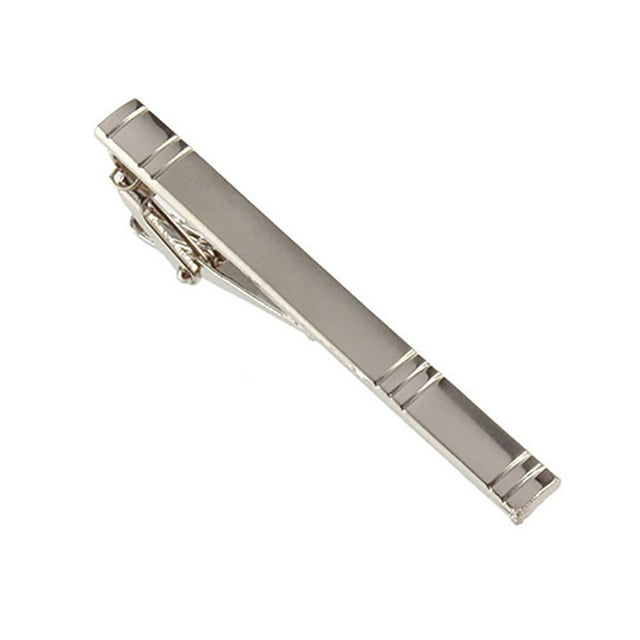 LEEYNEER Pince à Cravate Simple en Alliage Métal Argenté Mode Formelle pour Hommes