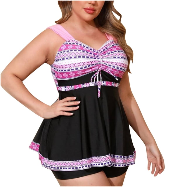 Women's Long Sleeve Swimsuits with Built-in Bra, Plus Size Rash Guard Two Piece Set UPF 50+ Sun Protection, Modest Full Coverage Bathing Suits with Shorts for Summer Beach Vacation