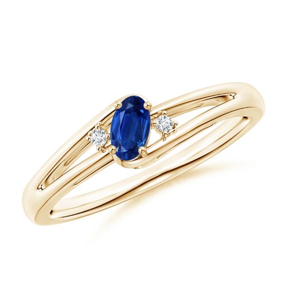 Oval Shape Blue Sapphire CZ Diamond Band Ring 925 Sterling Silver Yellow Gold Plated September Birthstone Wedding Valentines Day Gift Gemstone Jewelry