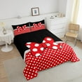 thumbnail image 3 of Erosebridal Bowknot Comforter Set King Size,White Dots Bedding Set Teens Room Decor,Romantic Princess Style Quilt Set Red and Black Duvet Insert, 3 of 5