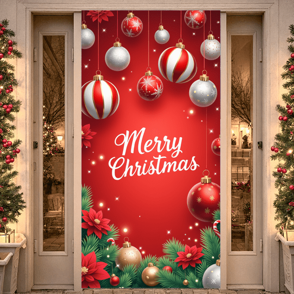 Decorative Design Merry Christmas Banner Festive Theme Hanging Ornaments Holiday Decoration for Indoor Celebration Party Event