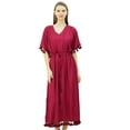 thumbnail image 1 of Bimba Robe Kaftan à Franges pour Femme, Manches Kimono, Longue Maxi, Couvre-Maillot, 1 of 9