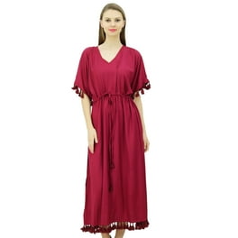 Bimba Women's Muslim Jilbab Rayon Maxi Abaya - Nun Style Kimono Kaftan Dress With Placket & Tie Belt, 58" Length