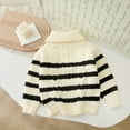 thumbnail image 5 of vdgthytj Boys Girls Quarter Zip Sweater Kids Striped Long Sleeve Cable Knit Pullover Top Fall Winter Clothes, 5 of 7