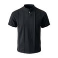 thumbnail image 2 of hoksml Men's Short Sleeve Collared T-Shirt, Vertical Seam Relaxed Fit Soft Top with Stand Mandarin Collar for Business Golf Daily Outdoor Casual Wear, 2 of 6