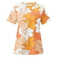 thumbnail image 4 of Summer Saving Wycnly Womens Shirts Elegant Lace Trim Lightweight Pullover Tee Tops Summer Short Sleeve Crewneck Ladies Floral Print Tops and Blouses Orange s, 4 of 5