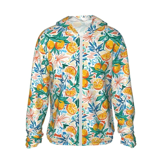 Vsdgher Sweat à Capuche Imprimé Fruits Colorés pour Adultes, Protection Solaire à Manches Longues pour Hommes et Femmes, Pêche, Course, Natation-Moyen