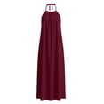thumbnail image 5 of Zynoxe Backless Dress Women Summer Halter Neck Maxi Dress Solid Color Sleeveless Smocked Flowy Beach Vacation Long Dresses for Women Red 28, 5 of 7