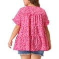 thumbnail image 4 of DARING DIVA Women's Plus Polka Dots Ruffle Sleeves Babydoll Tiered Blouse 3X Hot Pink, 4 of 6