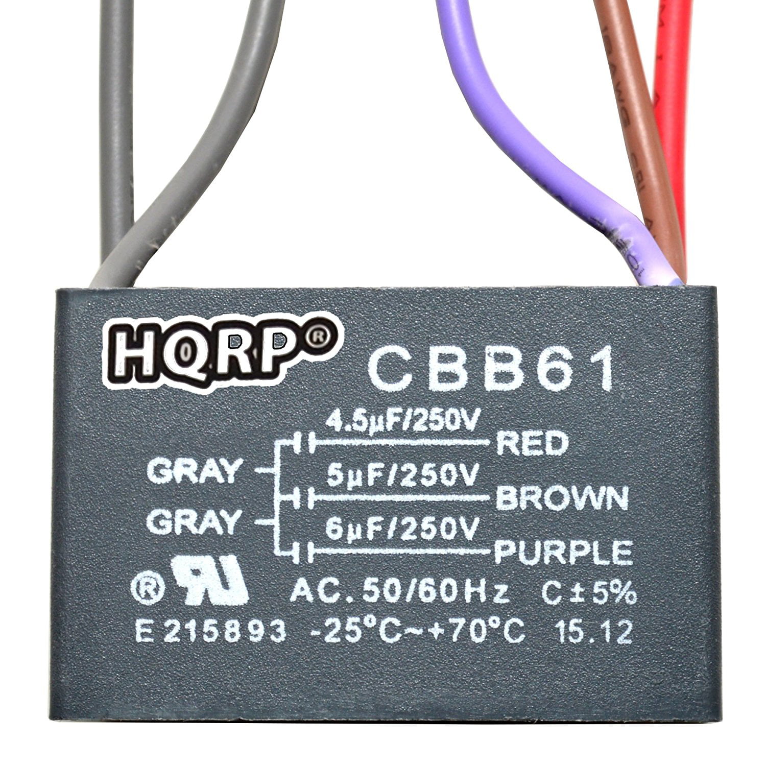 Capacitor CBB61 5uf 2-Wire Rated Voltage 250VAC for Harbor Breeze Ceiling Fan 