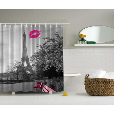 Paris France Tower - Eiffel Tower Decor Paris Monochrome and French Kiss Romance Art Shower Curtain