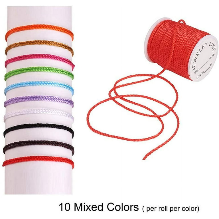 10 Rolls Mixed Color Nylon Cords Beading Thread String 2mm Jewelry