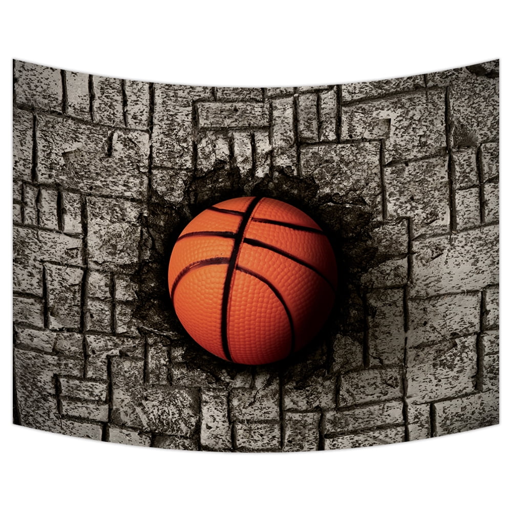YKCG Basketball Sports Grey Brick Wall Wall Hanging Tapestry Wall Art