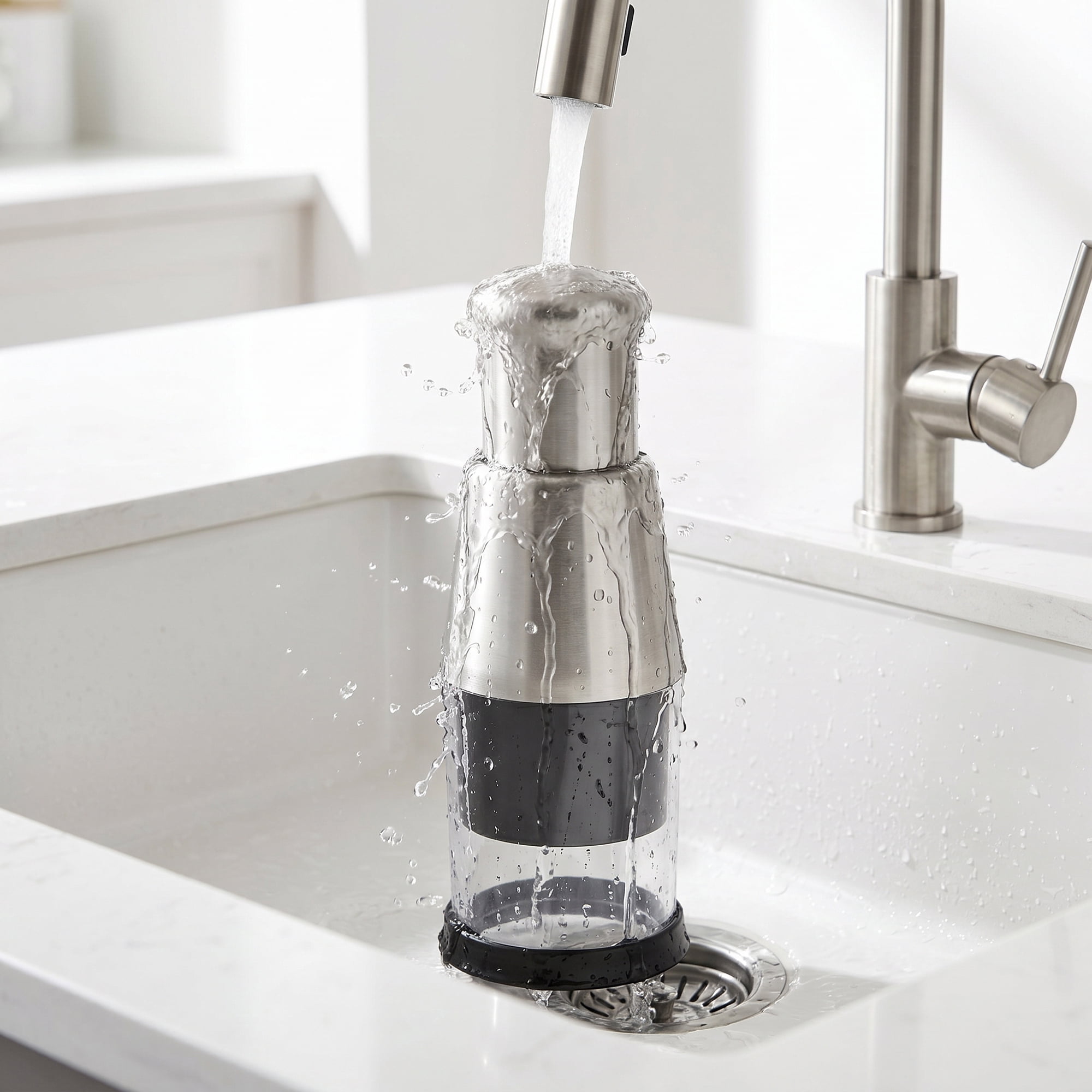 Unique Bargains Manual Food Processor Plated Press Garlic Mincer Onion Cutter Silver/Black