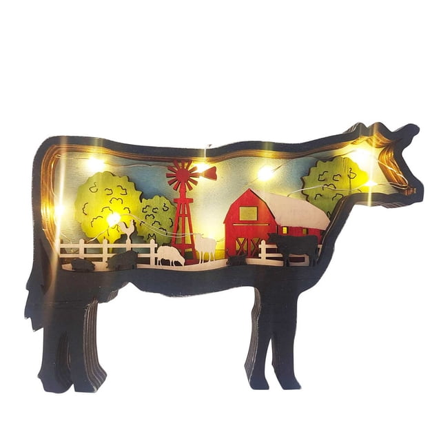 Wooden Crafts Desktop Ornament Creative Farm Animals Simulation Pig Cattle And Sheep Multicolor Tabletop Decorations