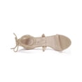 thumbnail image 4 of BLISSFUL STEP Chaussures pour Femmes Sandales à Talon Aiguille Haut à Bride Cheville à Nouer Bout Ouvert en Faux Suède Beige 10, 4 of 8