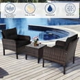 thumbnail image 4 of 3PCS Outdoor Rattan Conversation Set Patio Garden Sofa Black, 4 of 7
