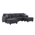 thumbnail image 7 of Cooper Stone Gray Woven Fabric 4-Seater Sofa with 2 Ottomans and Cupholder, 7 of 7