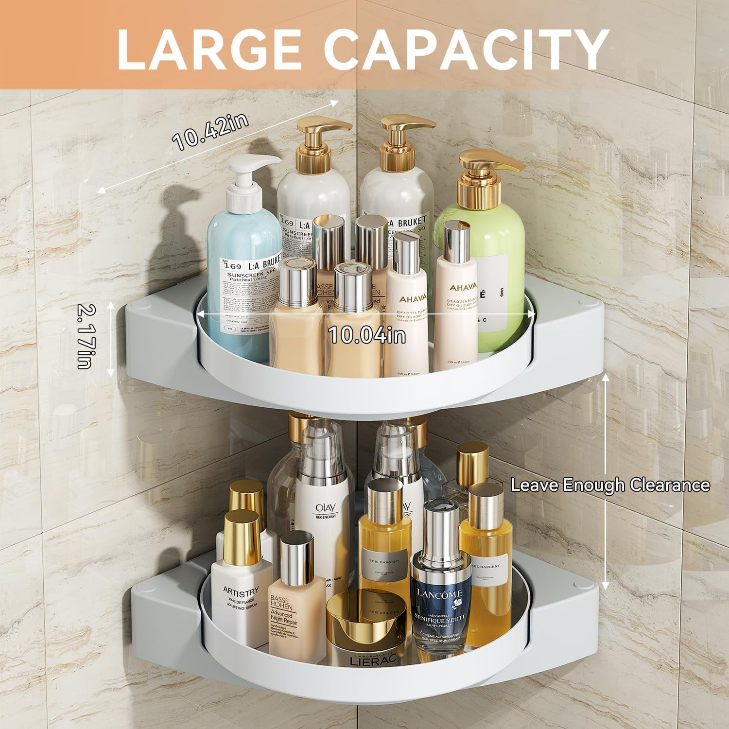 Sumye 2 Pack Corner Shower Caddy 360° Rotating Bathroom Organizer and Storage Shelves,No Drilling Lazy Susan Turntable Organizerfor for Bathroom